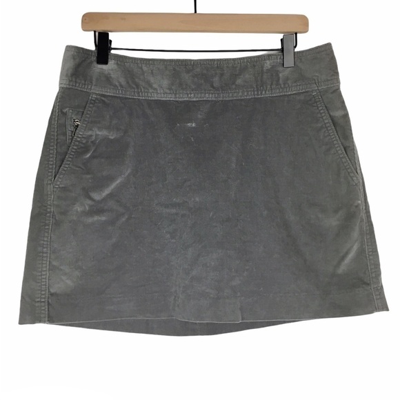 BANANA REPUBLIC Mini Skirt Corduroy Stretch Ribbed Dark Academia Grey Size 12 - Picture 13 of 13